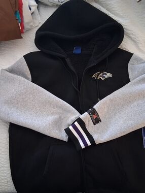 Baltimore Ravens Hooded Zip Jacket - Black & Gray NWT Medium